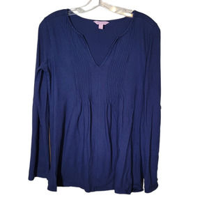 Lilly Pulitzer Women's Tunic Top Pintucking on Front Pullover Blue Size Small